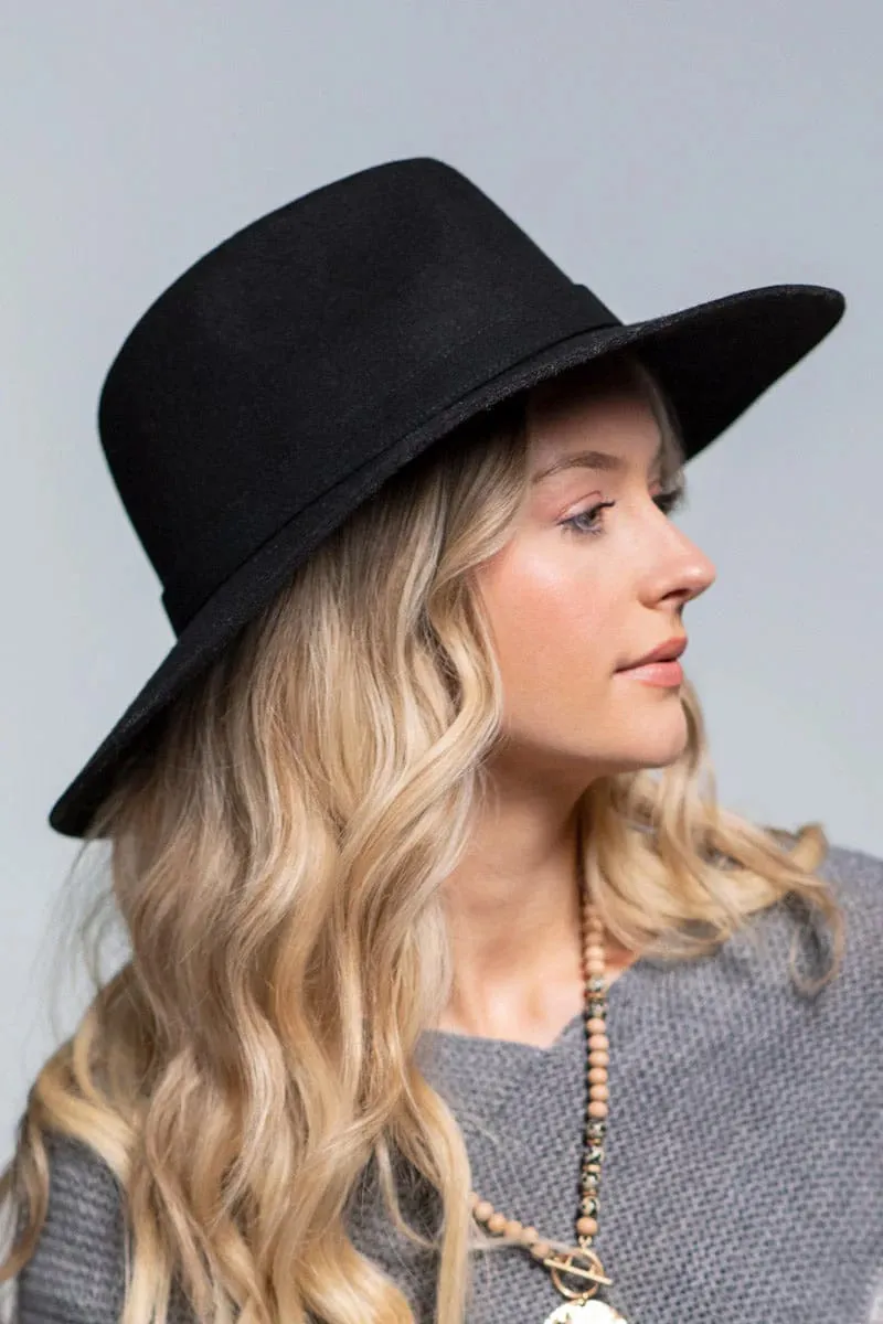 Panama Wool Hat with Band (Black)