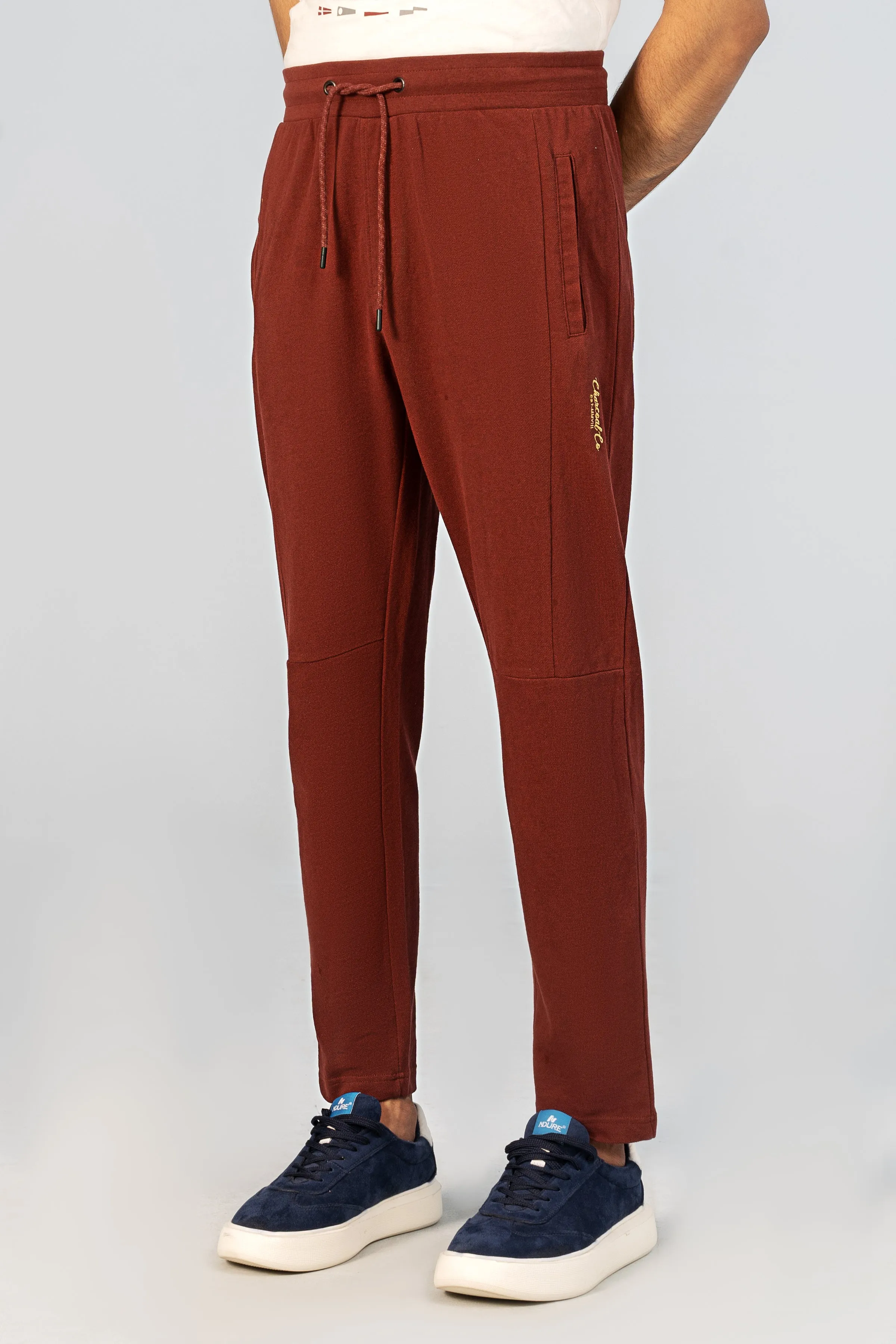 PIQUE JOGGER WAIST PANEL TROUSER RUST