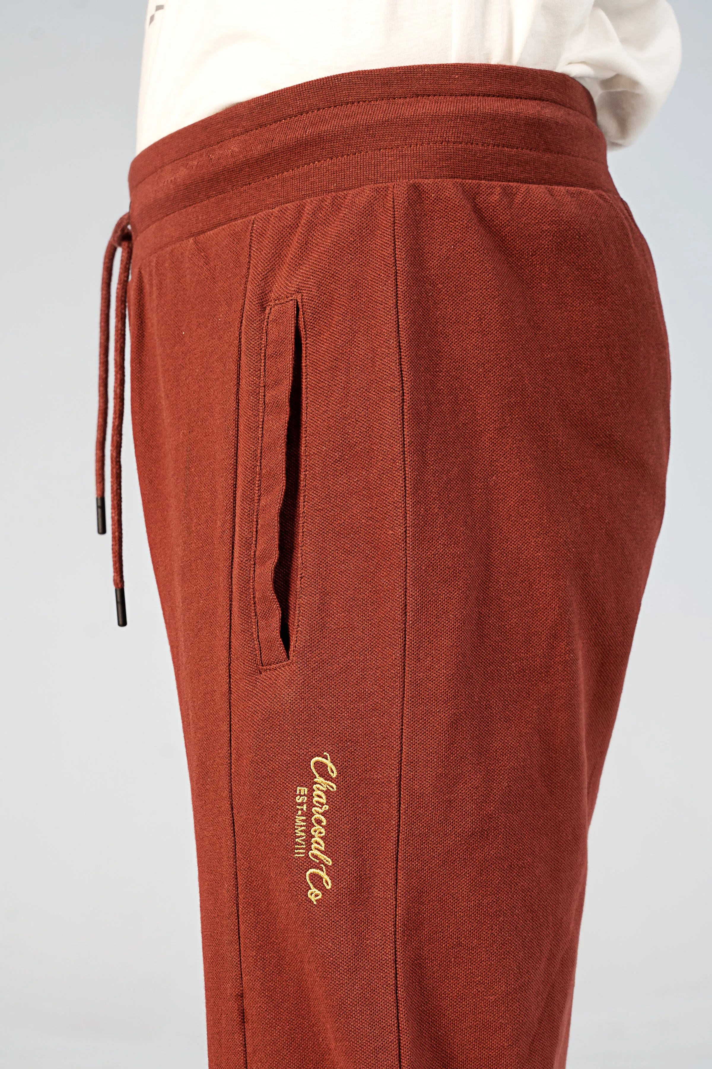 PIQUE JOGGER WAIST PANEL TROUSER RUST