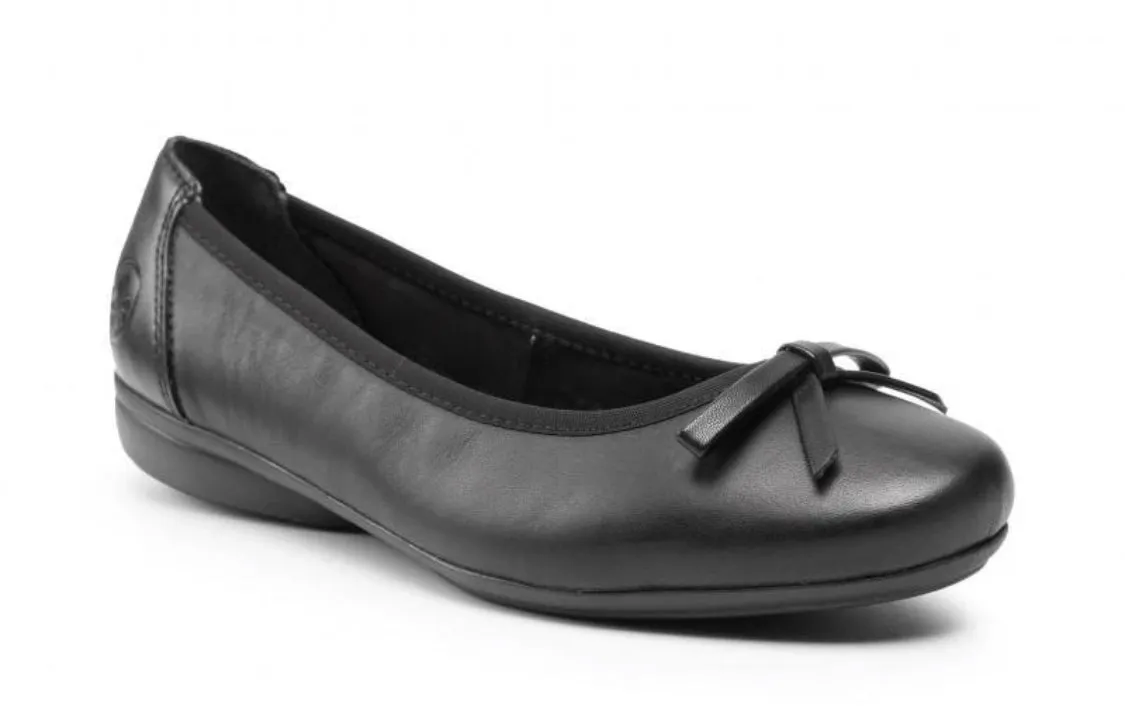 Rieker L8352-01 Black Anita Leather Ballet Pump Shoe