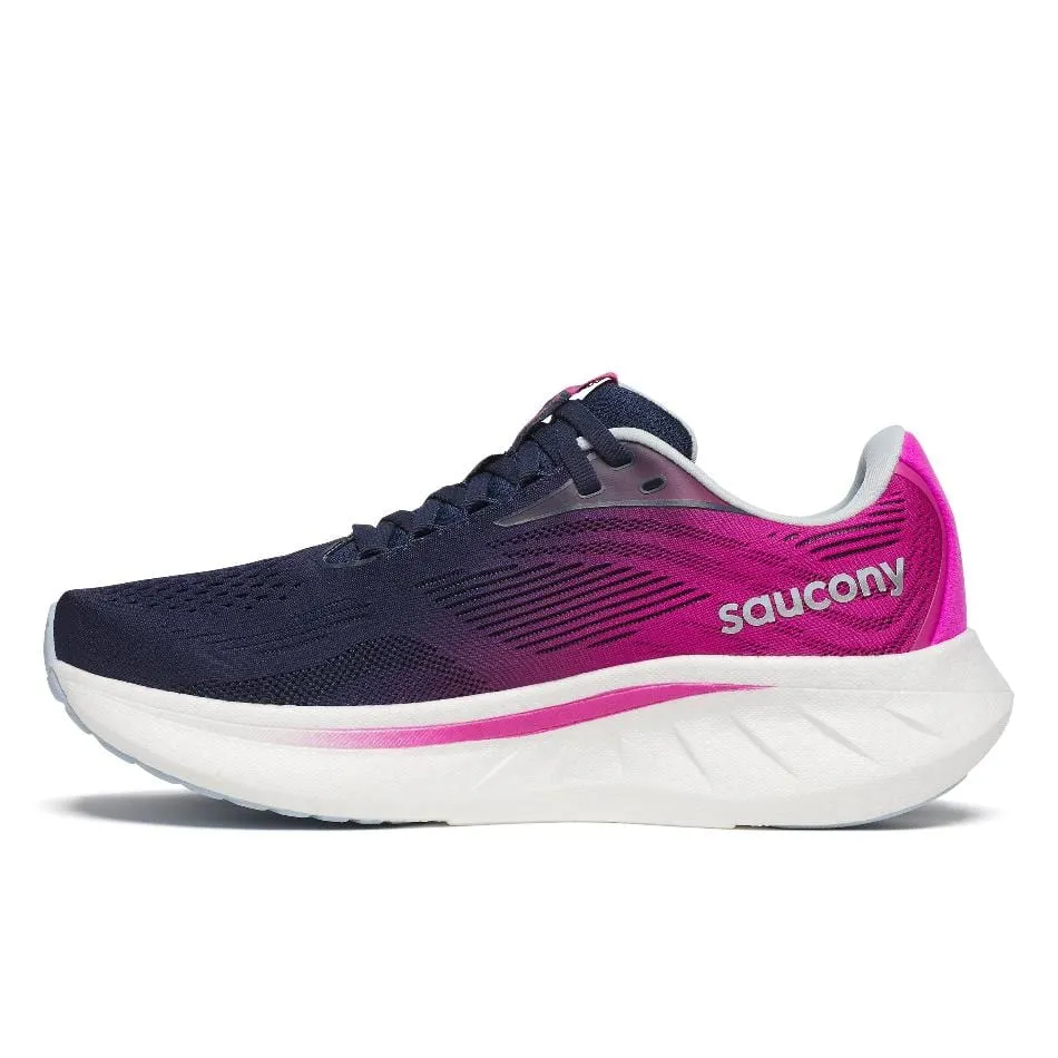 Saucony Women's Ride 18 Running Shoes in Navy/Fuchsia SS25