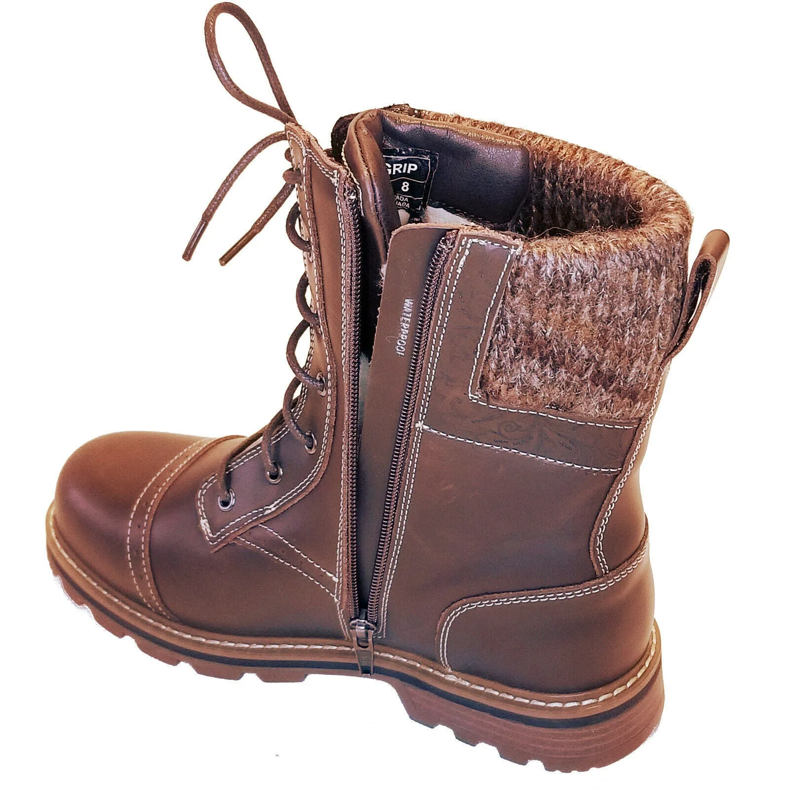 Size 6 NexGrip Waterproof Women’s Snow Boot Brown Bootie with Retractable Ice Cleats NEXX Ruby