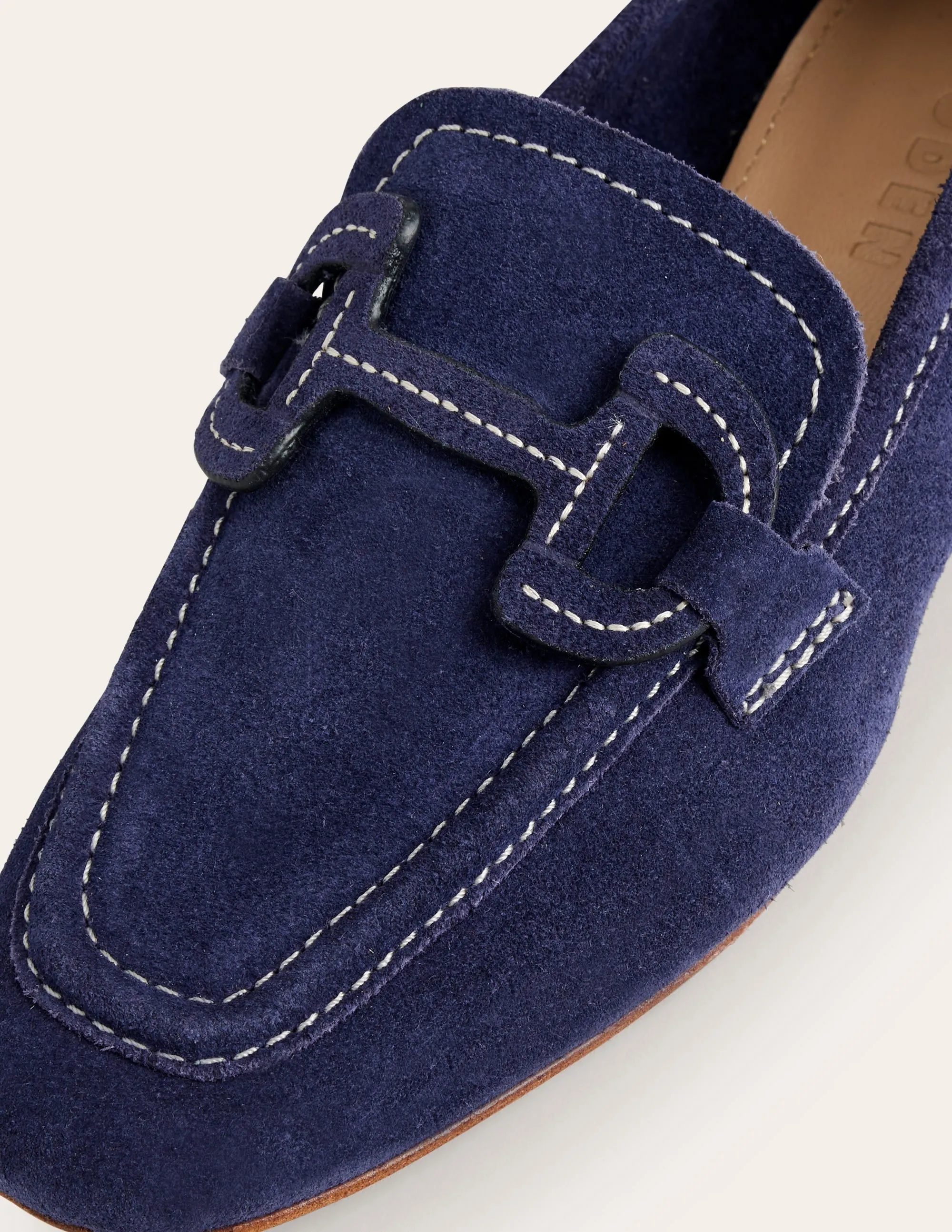 Stitched Snaffle Loafers-Navy Suede