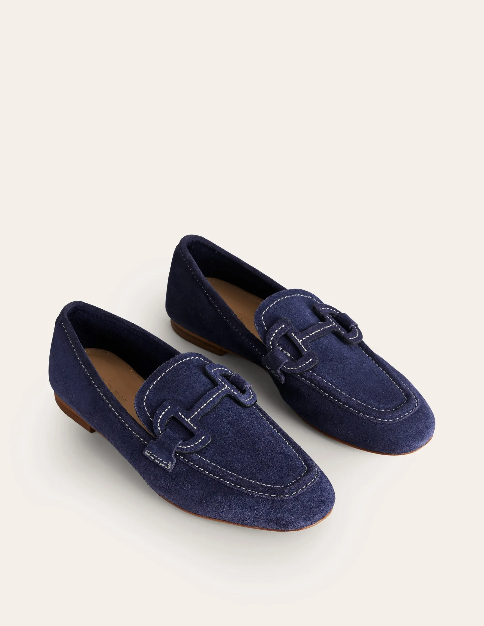 Stitched Snaffle Loafers-Navy Suede