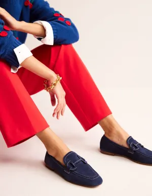 Stitched Snaffle Loafers-Navy Suede