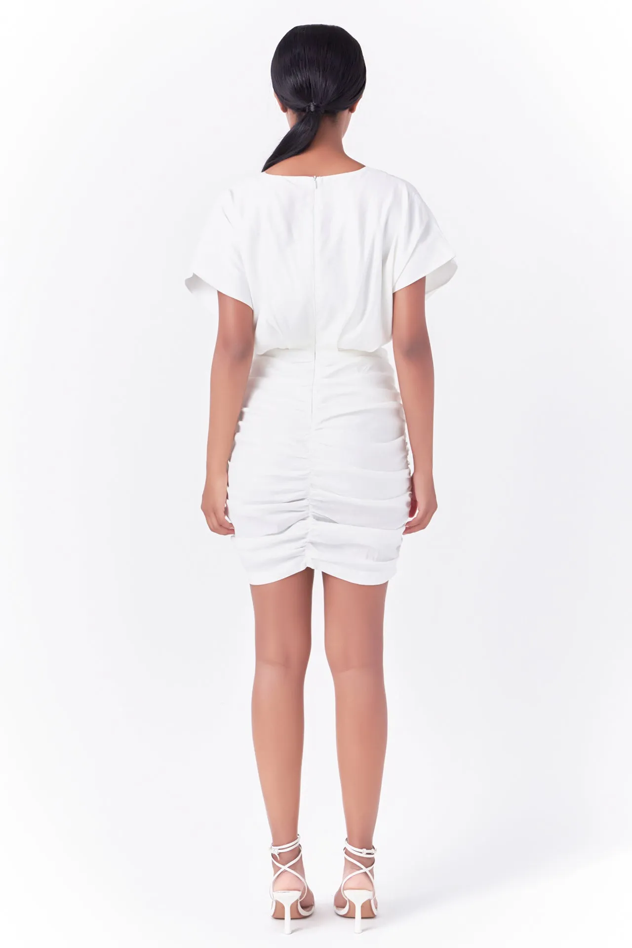 Stretch Linen Shirred Mini Dress