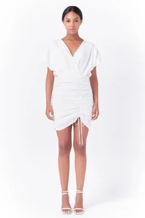 Stretch Linen Shirred Mini Dress