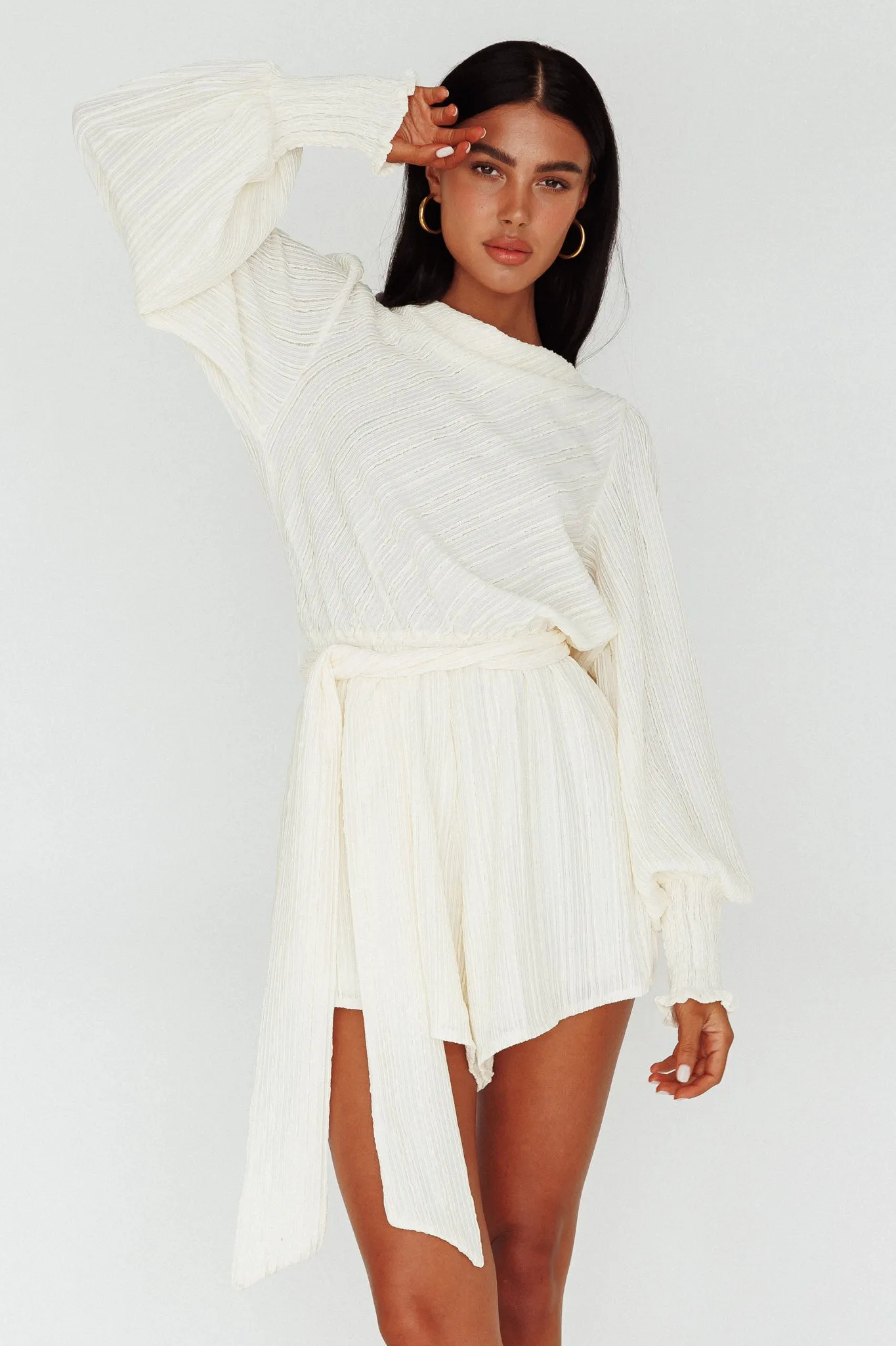 Summer Lover Long Sleeve Romper Cream