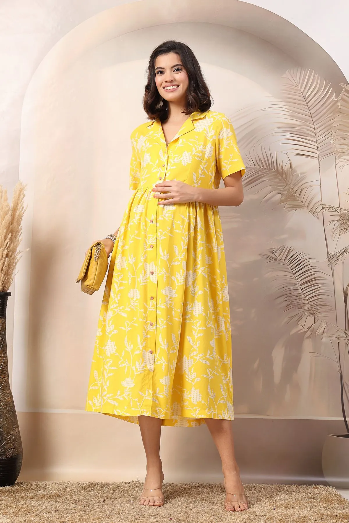 Sunshine Bloom Maternity Zipless Feeding Dress