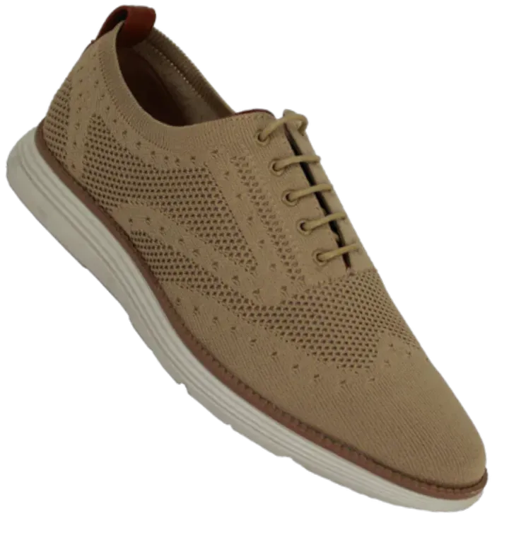 Tan khaki Men’s Sneakers Casual Lace-Up Shoes Soft Material Rubber Sole