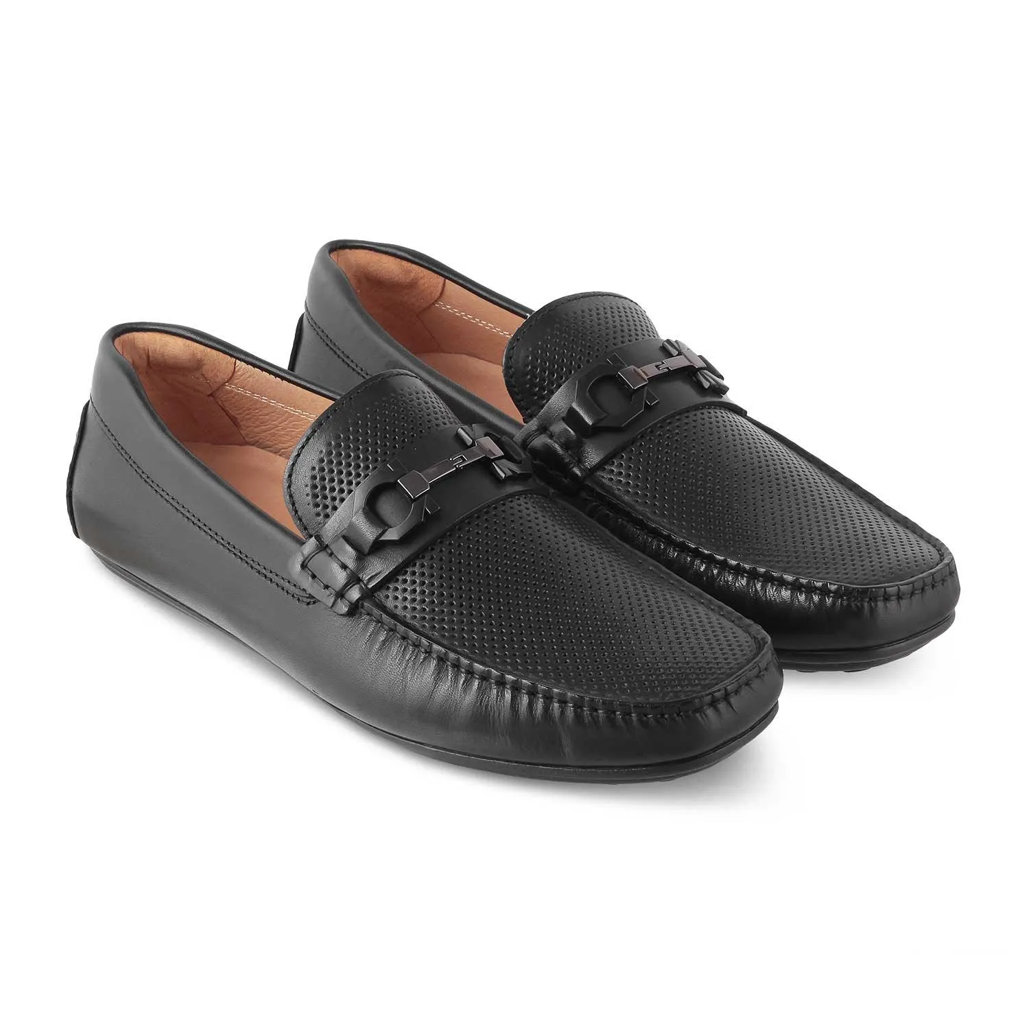 The Roma Black Men's Leather Driving Loafers Tresmode