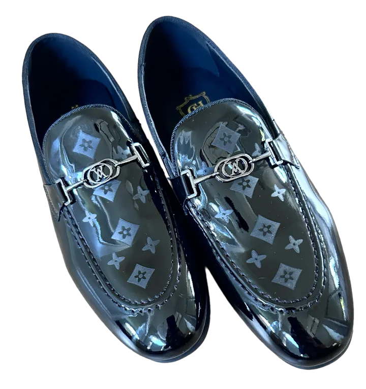 Trendy Black Patent Leather Men's Luxury Style Shoes Slip-On Loafer