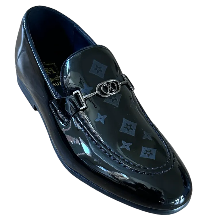 Trendy Black Patent Leather Men's Luxury Style Shoes Slip-On Loafer