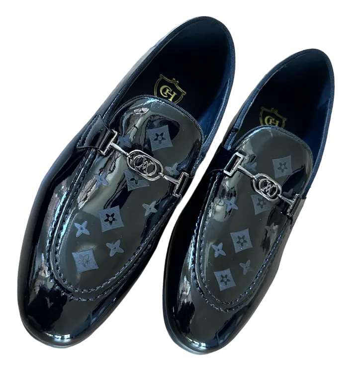 Trendy Black Patent Leather Men's Luxury Style Shoes Slip-On Loafer