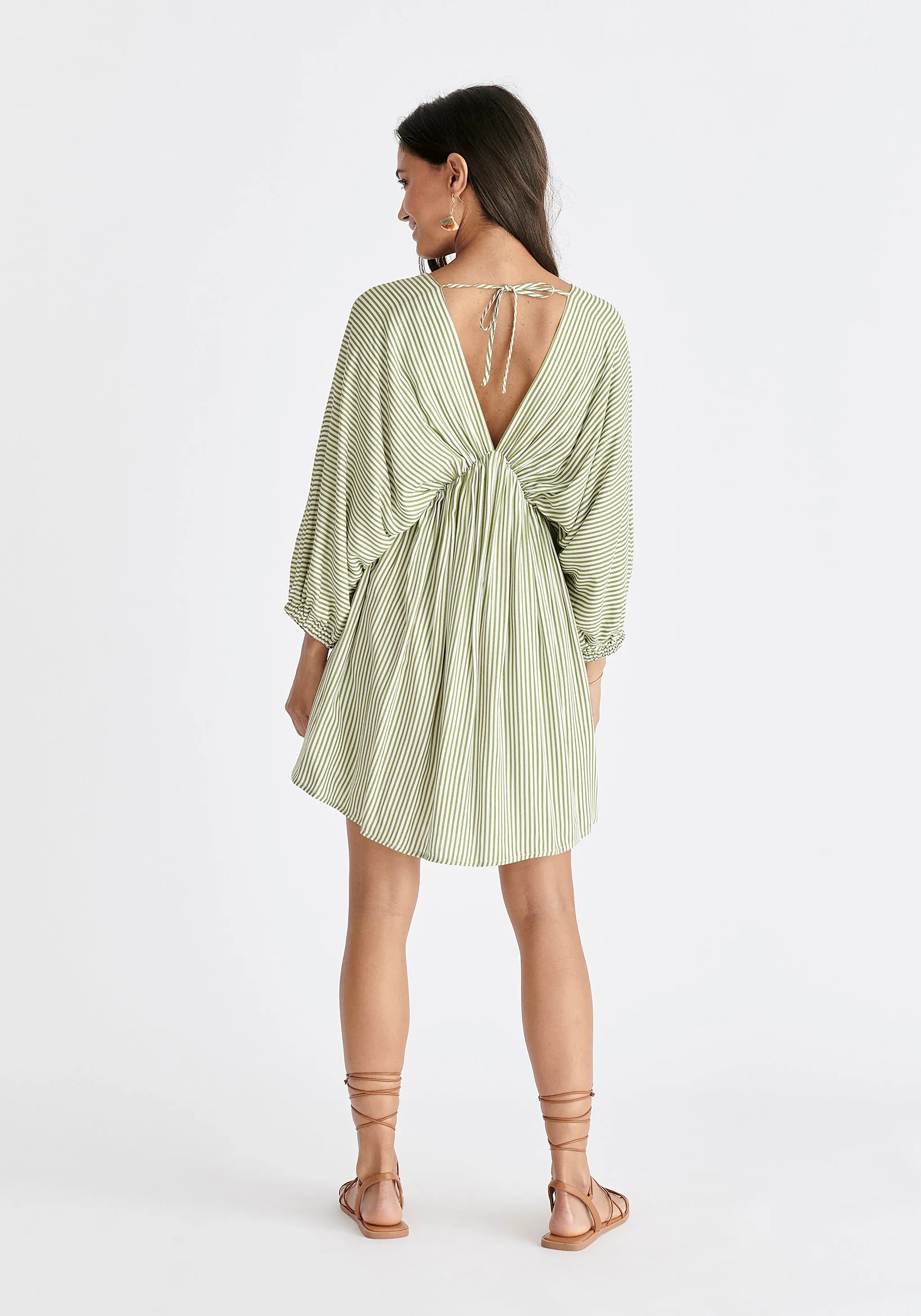 V-Neck Balloon Sleeve Dress