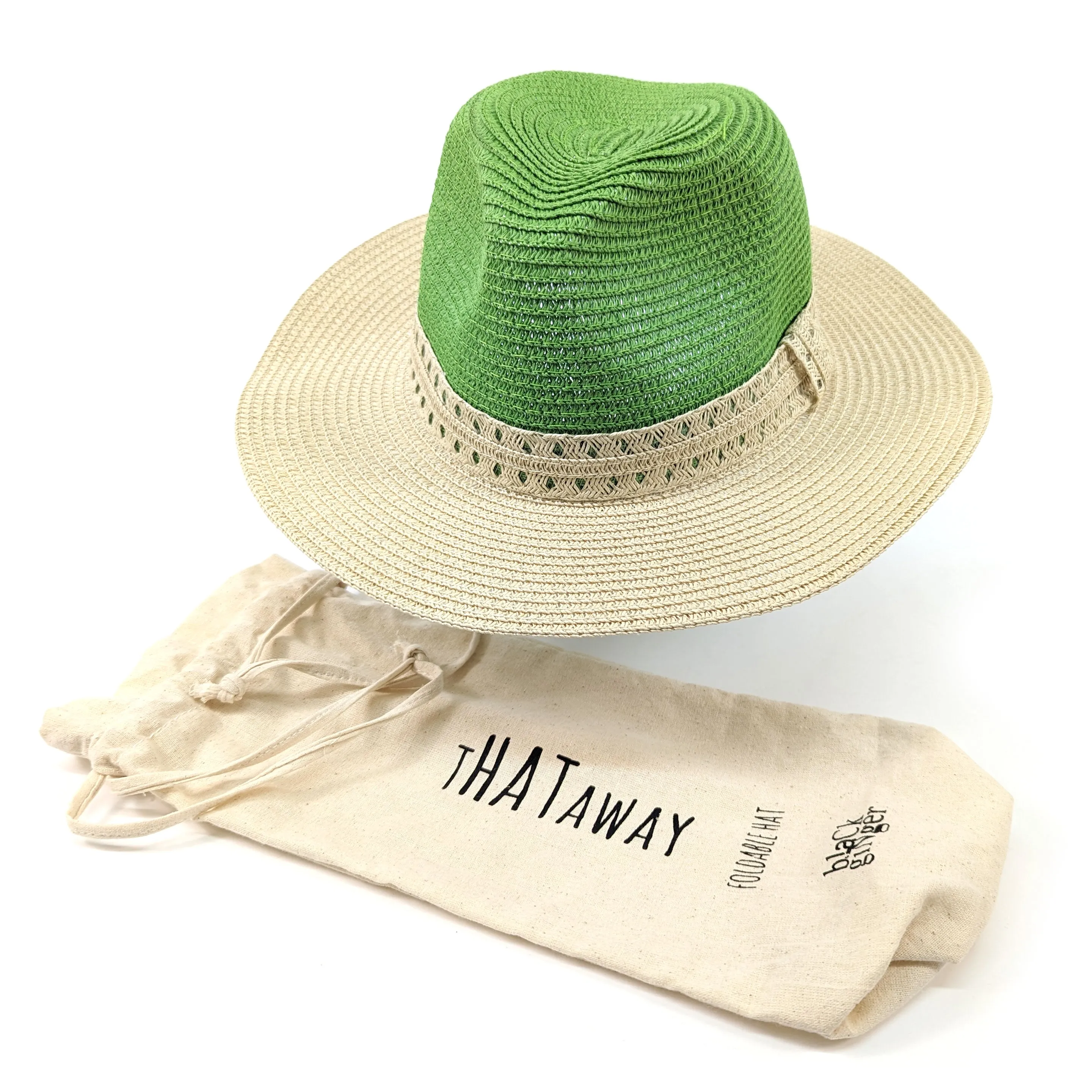 Vintage Two Tone Panama Foldable Hat - Sage Green