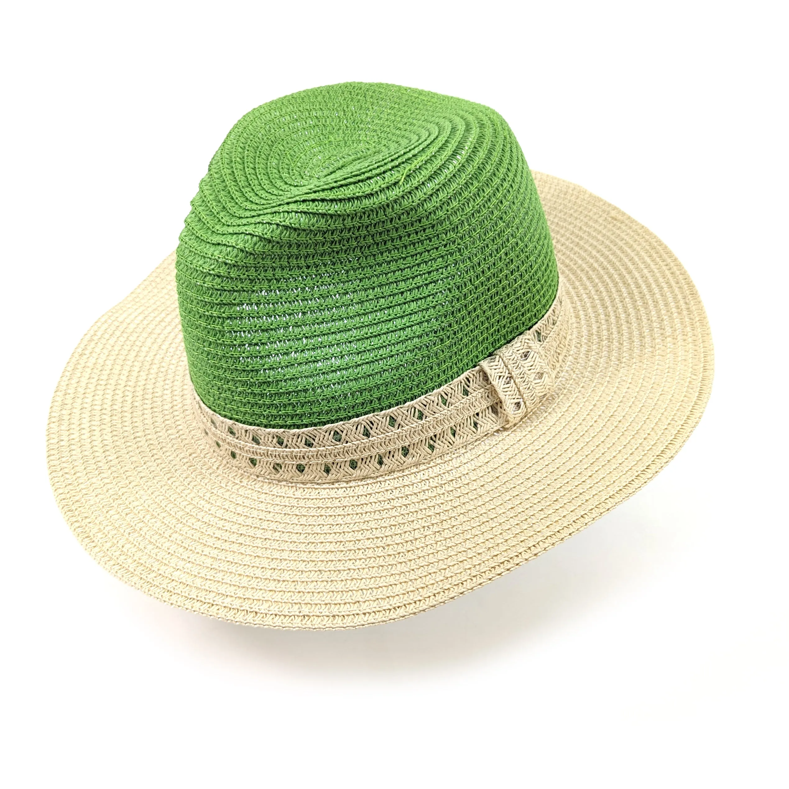 Vintage Two Tone Panama Foldable Hat - Sage Green