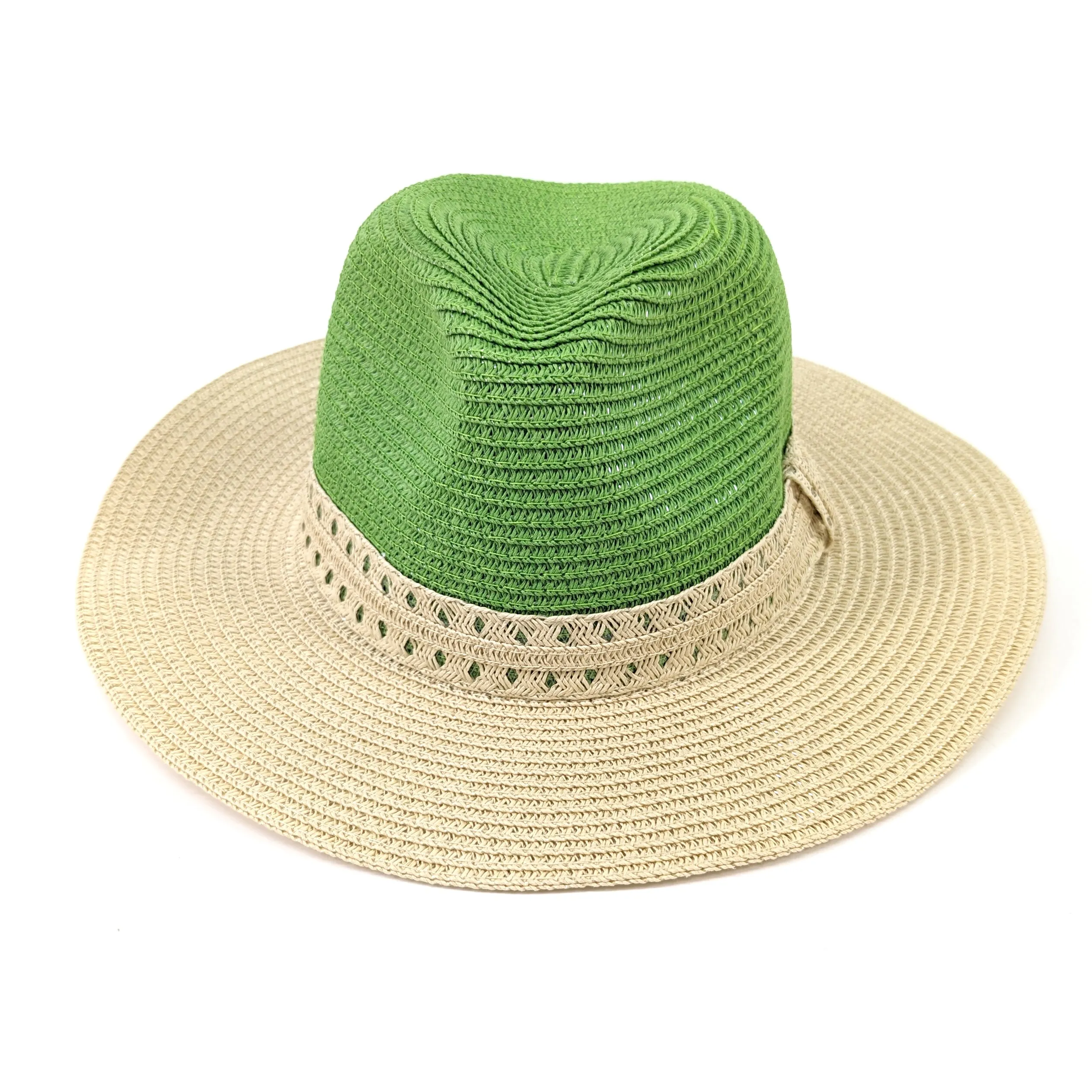 Vintage Two Tone Panama Foldable Hat - Sage Green