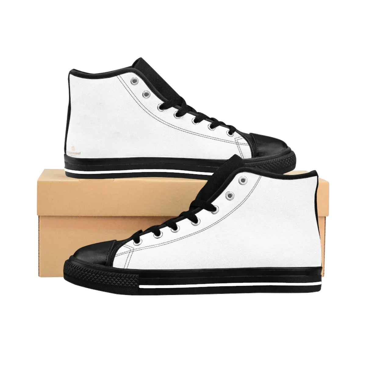 White Color Best Women's Sneakers, Solid Color Ladies High Top Fashion Running Shoes (US Size: 6-12)