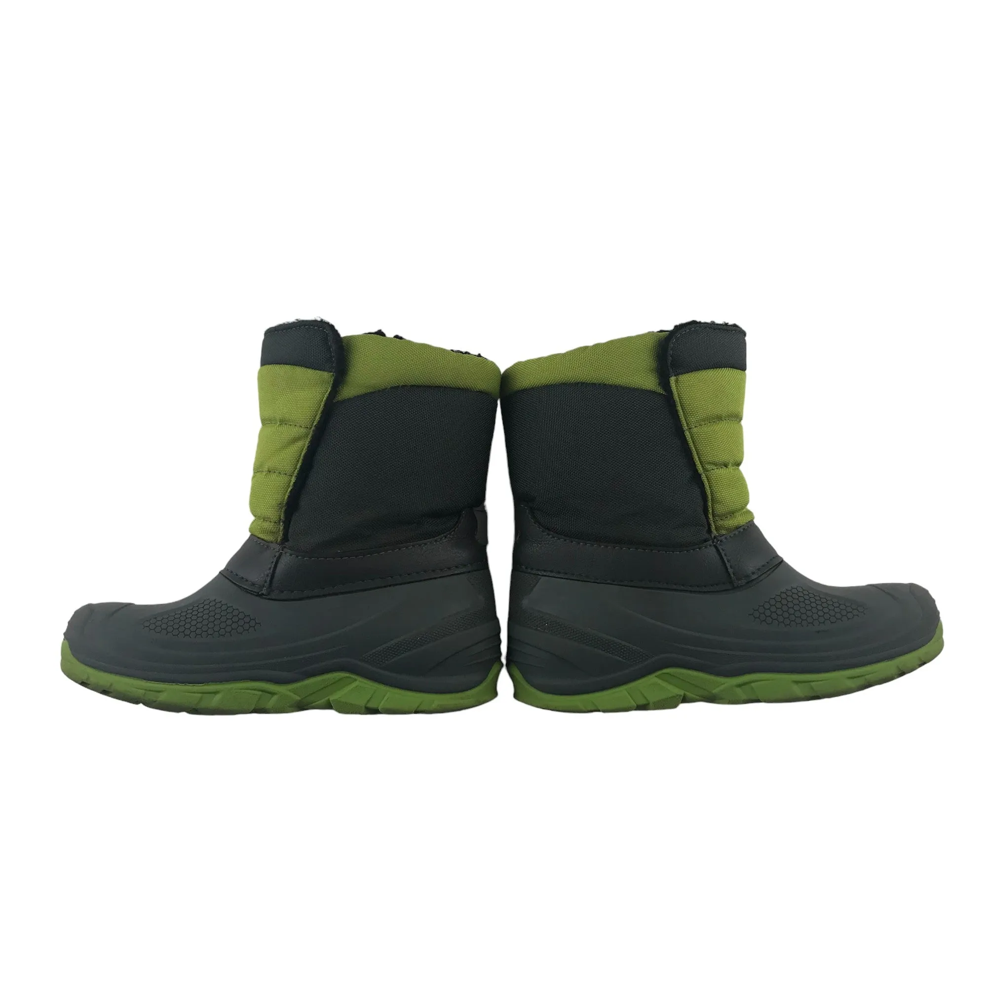 Winter boots shoe size 12 junior grey and lime green waterproof snow boots