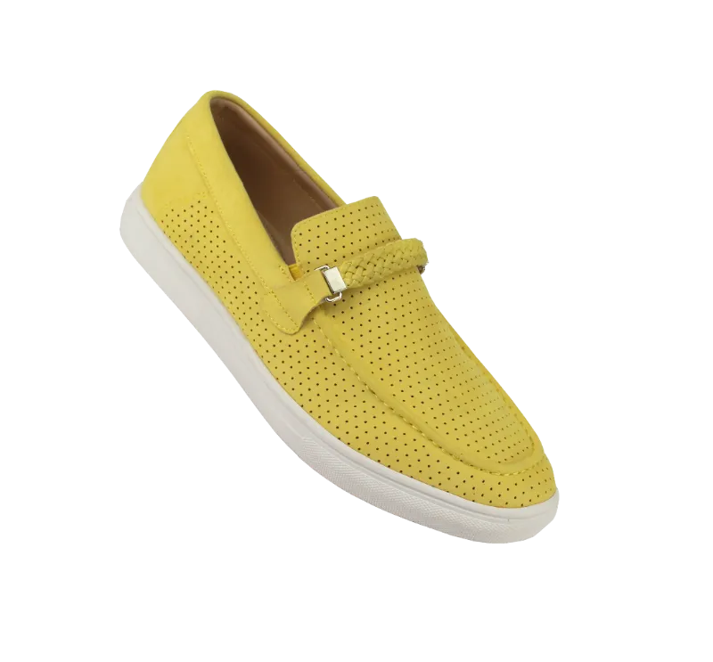 Yellow Men's Casual Slip-On Loafers Shoes Suede  Material Summer shoes